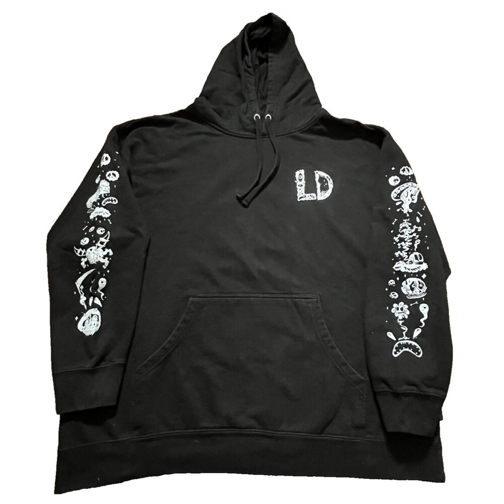 Liquid Death Mens 2XL Black Pullover Hoodie Fleece Graphic Slv Logo Sweatshirt